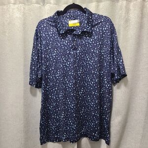 Navy Patterned Blue eco‎ choice Polo Shirt Mens XL Tropical